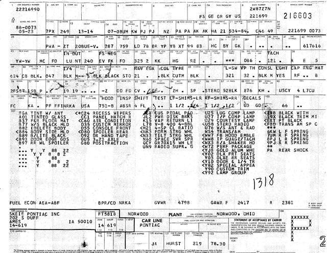 77 SE TA Build Sheet