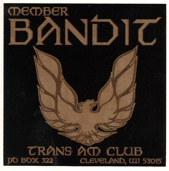 Original Bandit Trans Am Cub window sticker