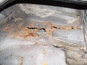 rotting right side of trunk floor