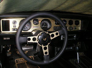 New leather wrap on my original steering wheel 03/15/06. This was advertised on Ebay, type in,'trans am steering wheel', or call 586-677-2719 to get yours done.
