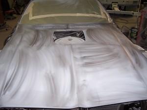 Hood minus the Shaker, a little dusty.  Primed with the Guide Coat