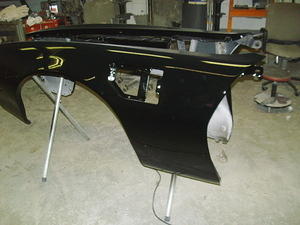 driver fender painted and baked ready to come home